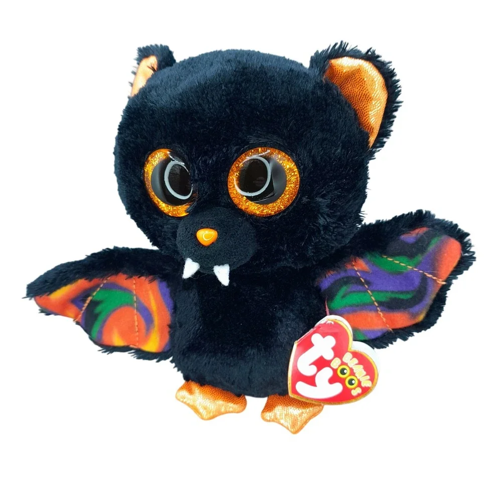 Ty Beanie Boos Scarem the Bat Halloween Plush Black Orange Glitter Eyes 6 inch